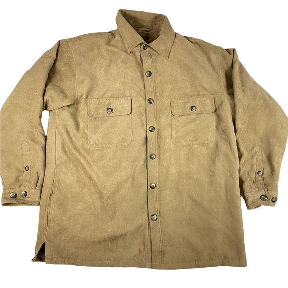St Johns Bay Mens Large 100% Polyester Brown Button Up Jacket - Picture 1 of 9